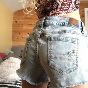 american eagle ripped denim shorts, size 2